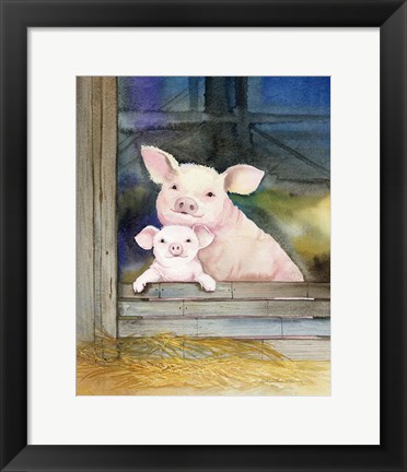 Framed Farm Family Pigs Print