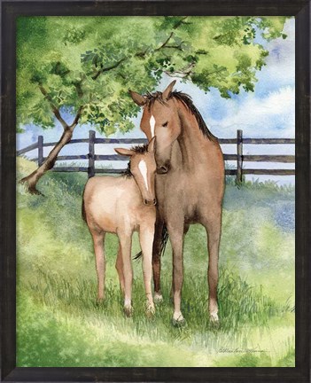 Framed Farm Family Horses Print