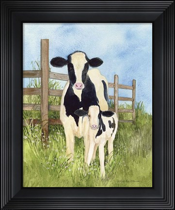 Framed Farm Family Cows Print
