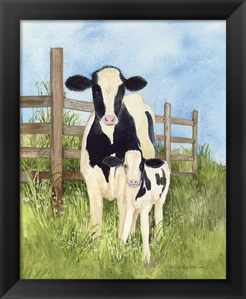 Framed Farm Family Cows Print