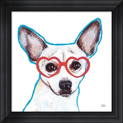 Framed Bespectacled Pet I Print