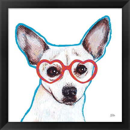 Framed Bespectacled Pet I Print