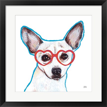 Framed Bespectacled Pet I Print