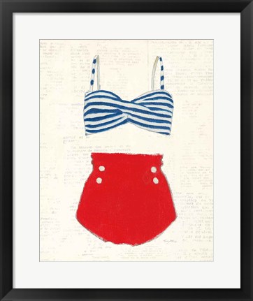 Framed Retro Swimwear IV Newsprint Print