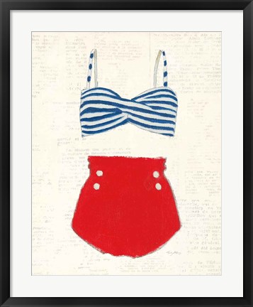Framed Retro Swimwear IV Newsprint Print