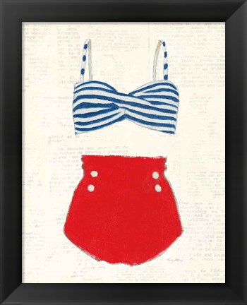 Framed Retro Swimwear IV Newsprint Print