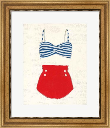 Framed Retro Swimwear IV Newsprint Print