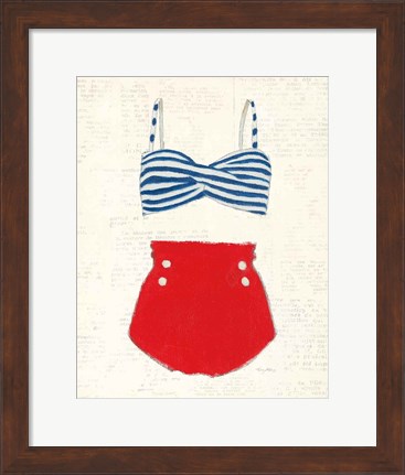 Framed Retro Swimwear IV Newsprint Print