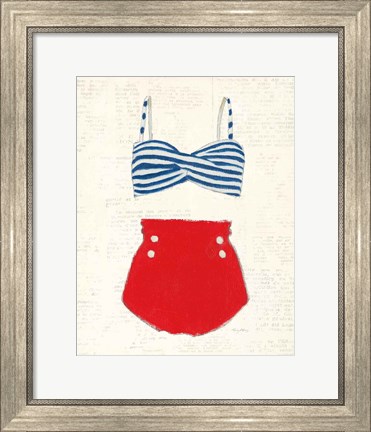 Framed Retro Swimwear IV Newsprint Print