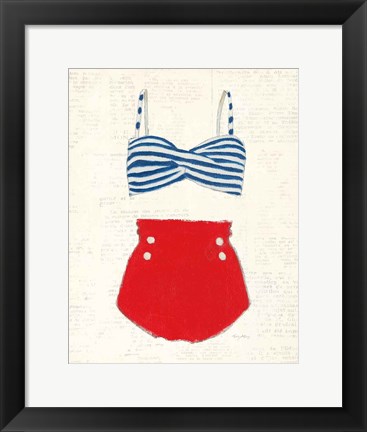 Framed Retro Swimwear IV Newsprint Print