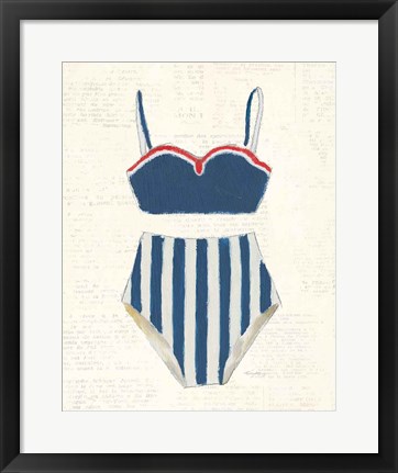 Framed Retro Swimwear III Newsprint Print