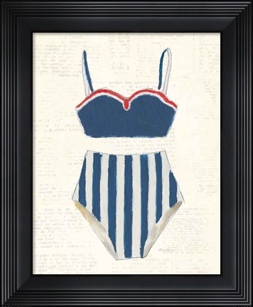 Framed Retro Swimwear III Newsprint Print