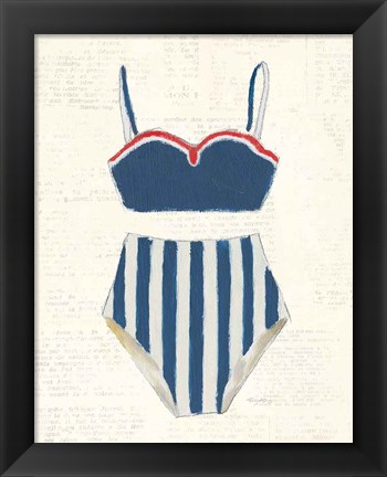 Framed Retro Swimwear III Newsprint Print