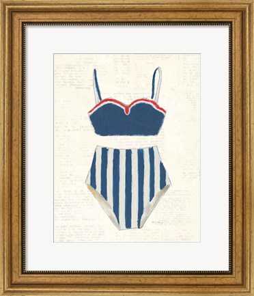 Framed Retro Swimwear III Newsprint Print