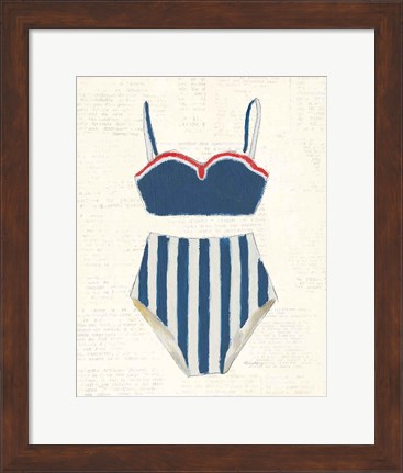 Framed Retro Swimwear III Newsprint Print