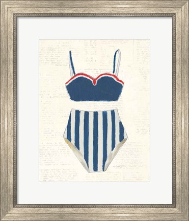 Framed Retro Swimwear III Newsprint Print