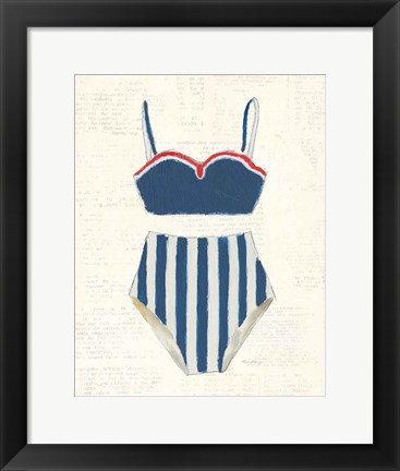 Framed Retro Swimwear III Newsprint Print