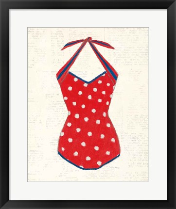 Framed Retro Swimwear II Newsprint Print