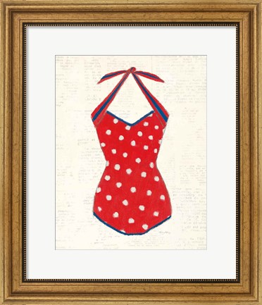 Framed Retro Swimwear II Newsprint Print