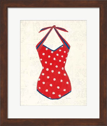 Framed Retro Swimwear II Newsprint Print