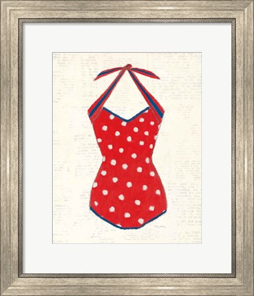 Framed Retro Swimwear II Newsprint Print