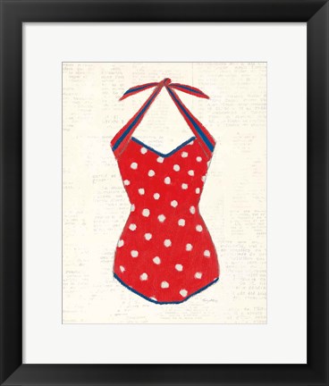 Framed Retro Swimwear II Newsprint Print