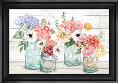 Framed Pastel Flower Market I Print