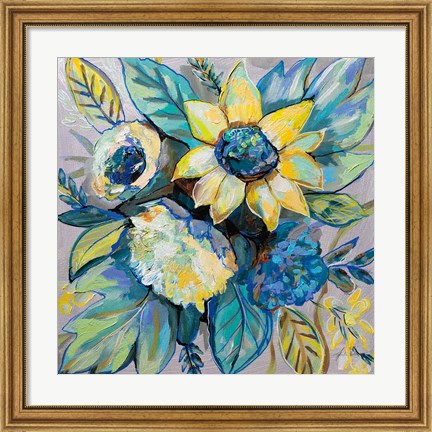 Framed Sage and Sunflowers I Print
