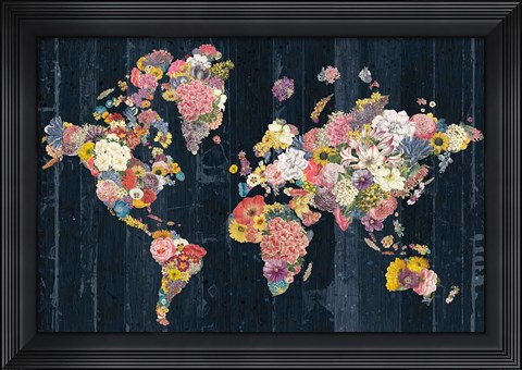 Framed Botanical Floral Map Print