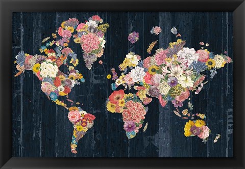 Framed Botanical Floral Map Print