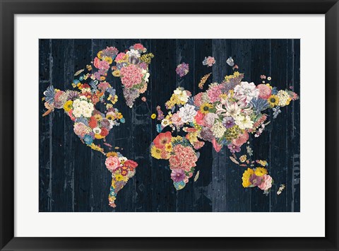 Framed Botanical Floral Map Print