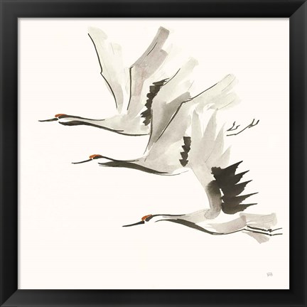 Framed Zen Cranes II Warm Print