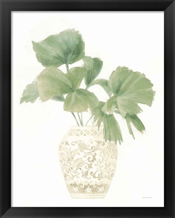 Framed Palm Chinoiserie IV Sage Print