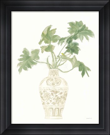 Framed Palm Chinoiserie III Sage Print