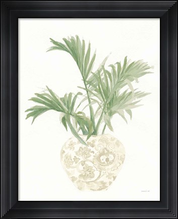 Framed Palm Chinoiserie II Sage Print
