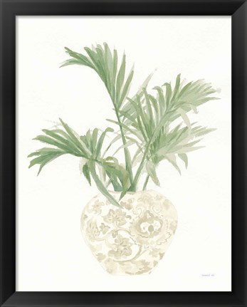 Framed Palm Chinoiserie II Sage Print