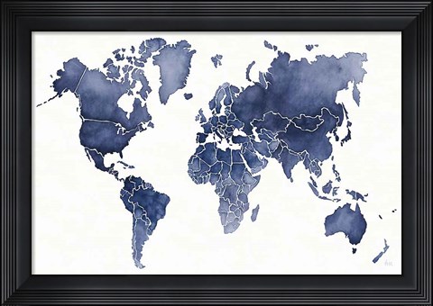 Framed Watercolor Wanderlust Indigo Print