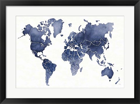 Framed Watercolor Wanderlust Indigo Print