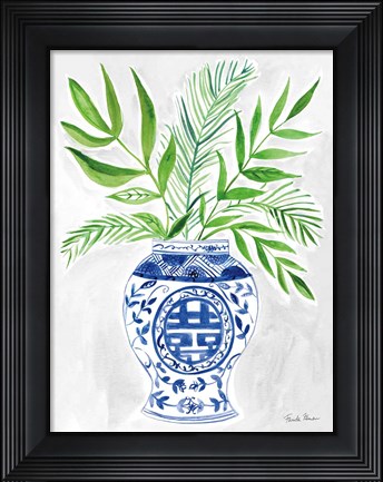 Framed Elegant Chinoiserie II Gray Print
