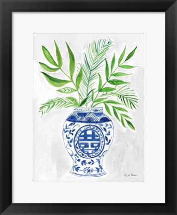 Framed Elegant Chinoiserie II Gray Print