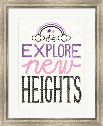 Framed Explore New Heights Pink Purple Print