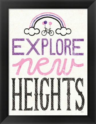 Framed Explore New Heights Pink Purple Print