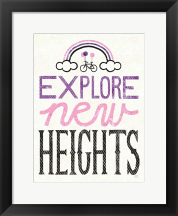 Framed Explore New Heights Pink Purple Print