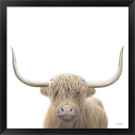 Framed Highland Cow Sepia Sq Print