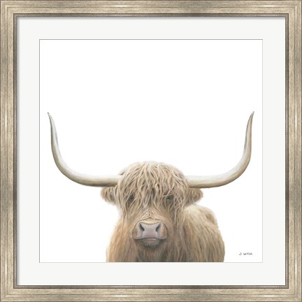 Framed Highland Cow Sepia Sq Print