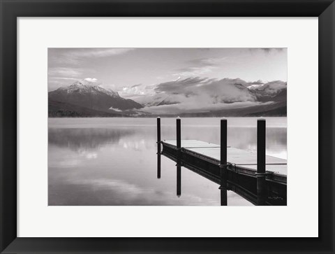 Framed Lake McDonald Dock BW Print