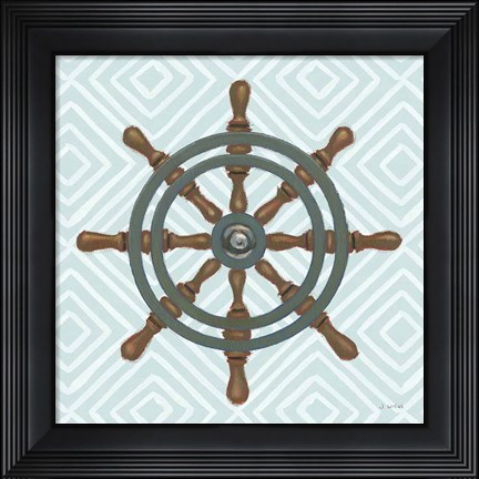 Framed Day at Sea IV Aqua Print