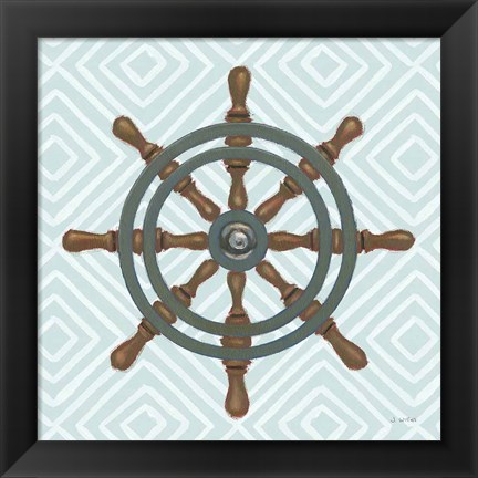 Framed Day at Sea IV Aqua Print