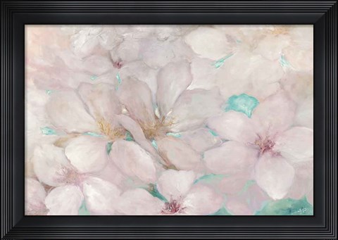 Framed Apple Blossoms Teal Print