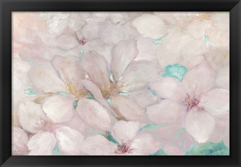 Framed Apple Blossoms Teal Print